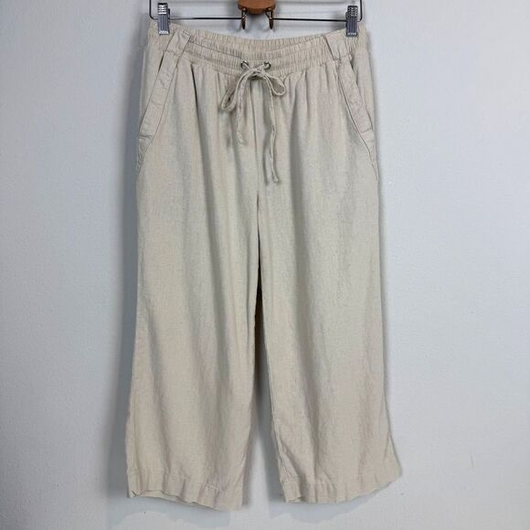Briggs Linen Blend Cropped Pants Natural 6 - Picture 1 of 8